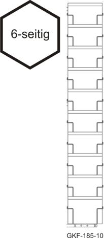Bodenständer, Grundständer, 60 Fächer 185 mm, 6-seitig, 1-reihig, silber eloxiert